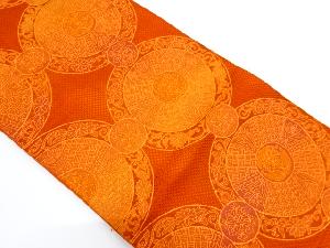 リサイクル　丸紋に草花模様織り出し名古屋帯